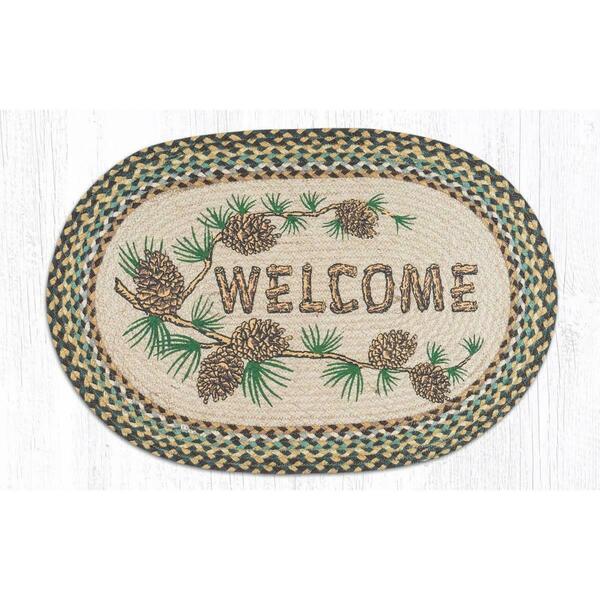 Capitol Importing Co Area Rugs, 20 X 30 In. Jute Oval Welcome Patch 65-051WP
